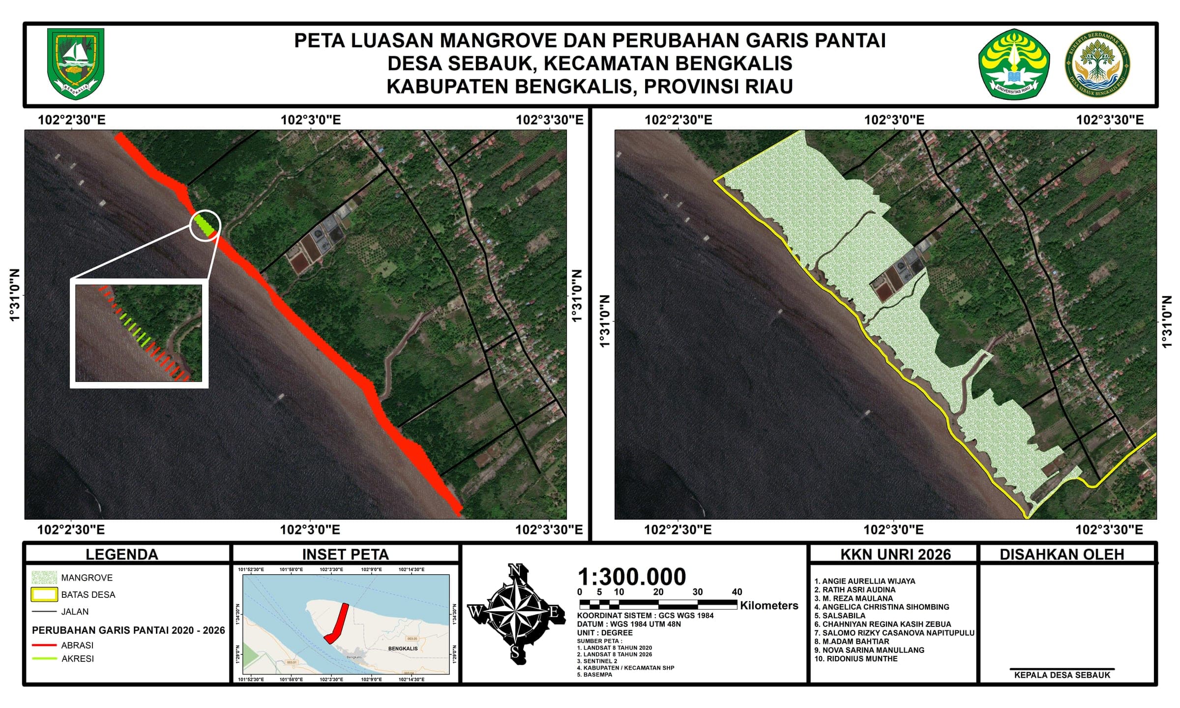 Peta desain kawasan restorasi mangrove Desa Sebauk